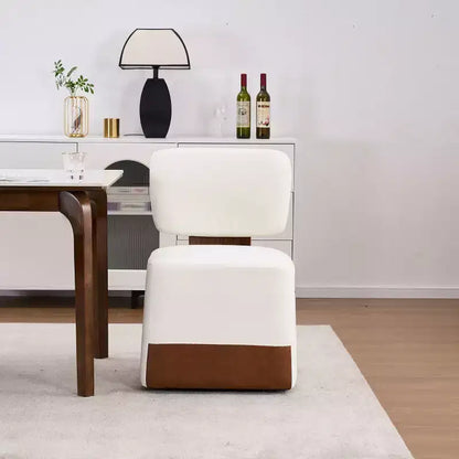 Sedia da pranzo moderna imbottita in lino con rotelle, sedia laterale senza braccioli per cucina o soggiorno