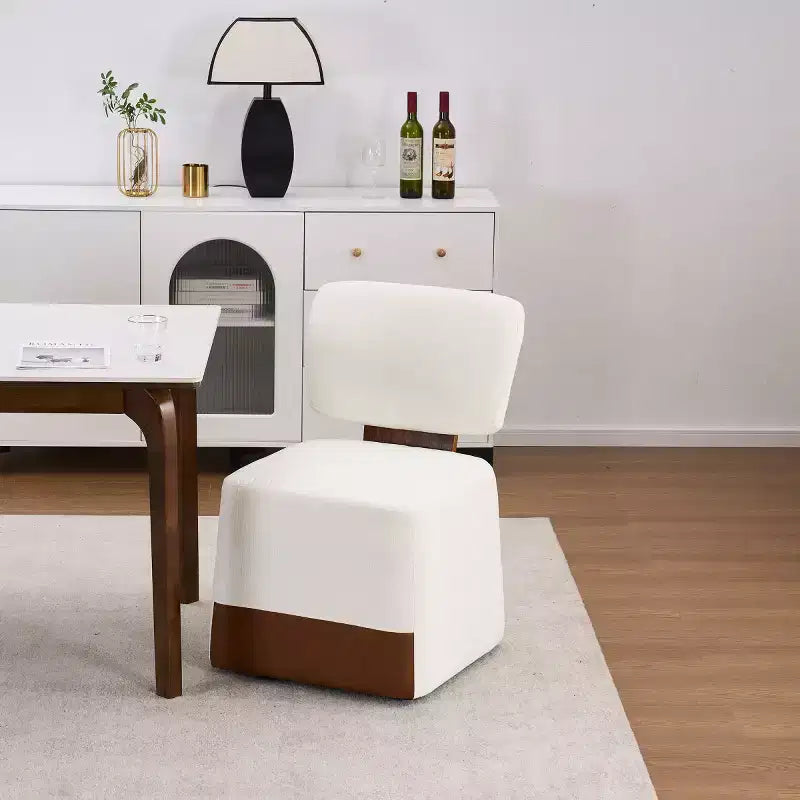 Sedia da pranzo moderna imbottita in lino con rotelle, sedia laterale senza braccioli per cucina o soggiorno