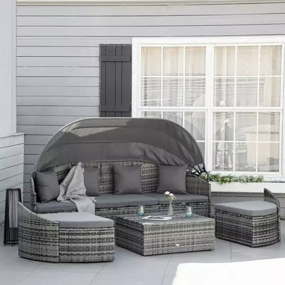 Divano letto angolare convertibile in rattan
