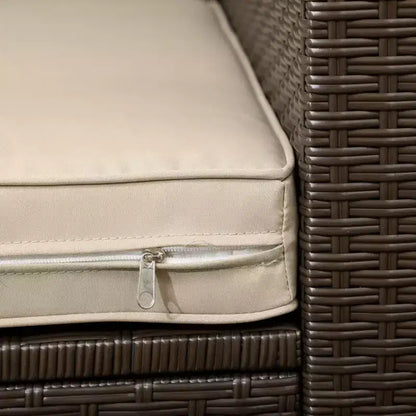 Divanetto da Esterno in Vimini, Divano da Patio con Cuscini, Divano in Rattan PE a 2 Posti, 2 Cuscini Decorativi