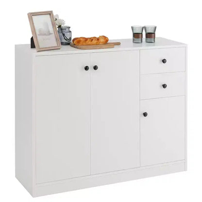 Credenza da Cucina con 3 Ante, 2 Cassetti e Ripiano Regolabile