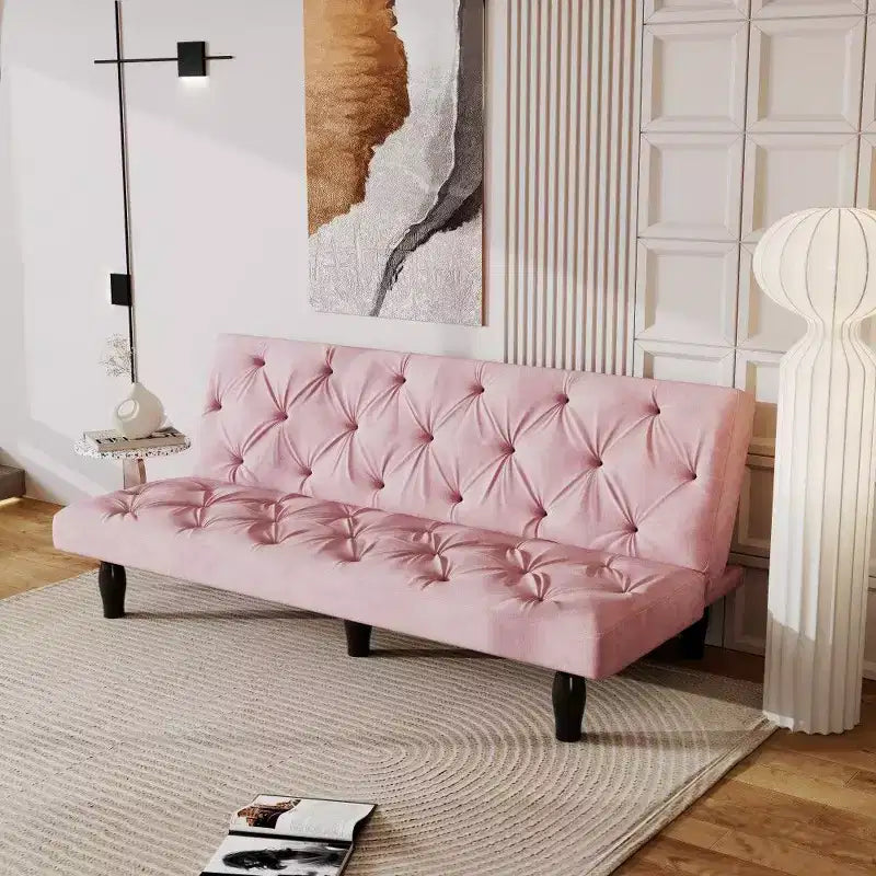 Divano Letto Convertibile in Velluto da 66", Poltrona a Due Posti Regolabile a 3 Posizioni, Capacità 227 kg, Struttura in Legno