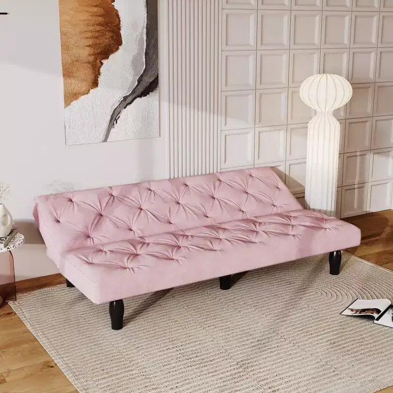 Divano Letto Convertibile in Velluto da 66", Poltrona a Due Posti Regolabile a 3 Posizioni, Capacità 227 kg, Struttura in Legno