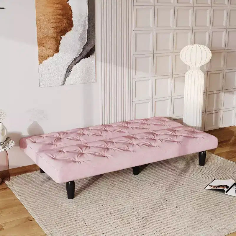 Divano Letto Convertibile in Velluto da 66", Poltrona a Due Posti Regolabile a 3 Posizioni, Capacità 227 kg, Struttura in Legno