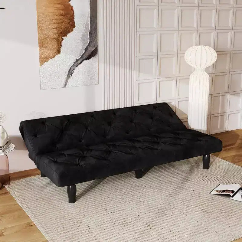Divano Letto Convertibile in Velluto da 66", Poltrona a Due Posti Regolabile a 3 Posizioni, Capacità 227 kg, Struttura in Legno