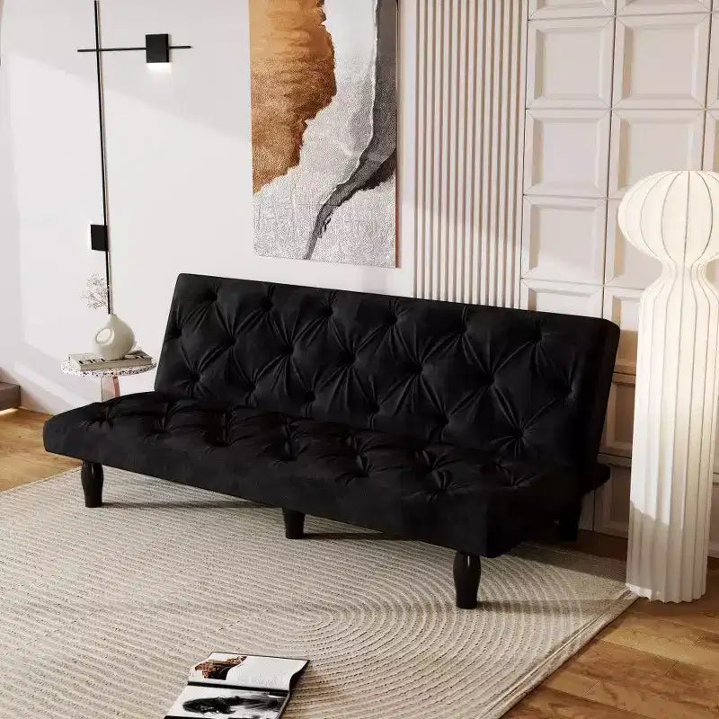 Divano Letto Convertibile in Velluto da 66", Poltrona a Due Posti Regolabile a 3 Posizioni, Capacità 227 kg, Struttura in Legno