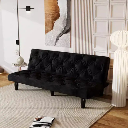 Divano Letto Convertibile in Velluto da 66", Poltrona a Due Posti Regolabile a 3 Posizioni, Capacità 227 kg, Struttura in Legno