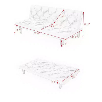 Divano Letto Convertibile in Velluto da 66", Poltrona a Due Posti Regolabile a 3 Posizioni, Capacità 227 kg, Struttura in Legno