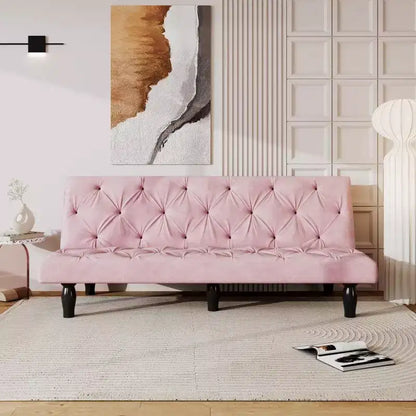 Divano Letto Convertibile in Velluto da 66", Poltrona a Due Posti Regolabile a 3 Posizioni, Capacità 227 kg, Struttura in Legno