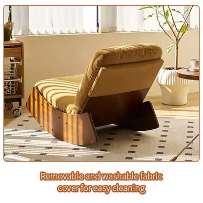 Comoda poltrona a dondolo Glider, imbottita, con struttura in legno massello, diverse impostazioni, poltrona da lettura.