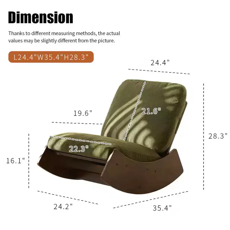 Comoda poltrona a dondolo Glider, imbottita, con struttura in legno massello, diverse impostazioni, poltrona da lettura.