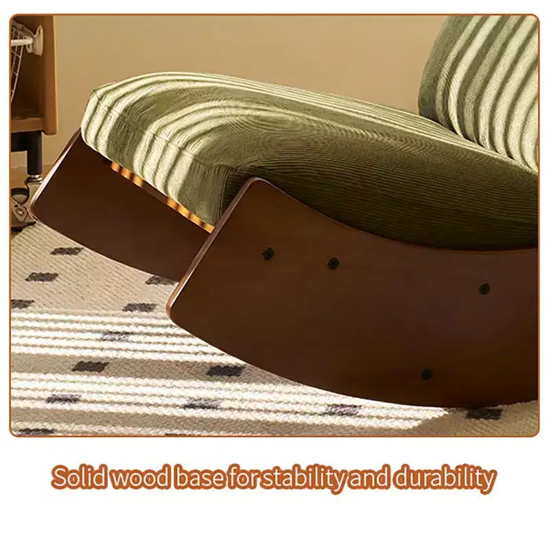 Comoda poltrona a dondolo Glider, imbottita, con struttura in legno massello, diverse impostazioni, poltrona da lettura.