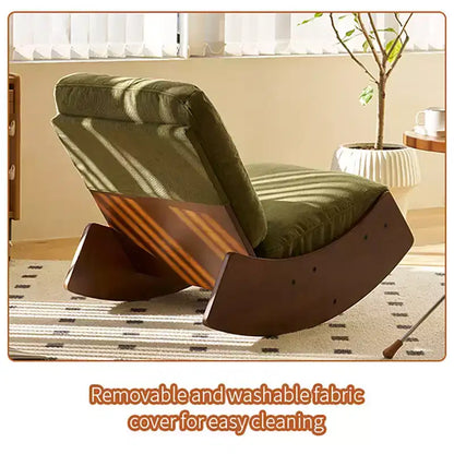 Comoda poltrona a dondolo Glider, imbottita, con struttura in legno massello, diverse impostazioni, poltrona da lettura.