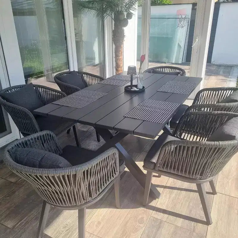 PURPLE LEAF Salon de jardin d'extérieur en aluminium et chaises tressées avec coussins inclus pour décoration de cour et de cuisine