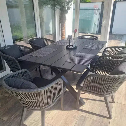 PURPLE LEAF Salon de jardin d'extérieur en aluminium et chaises tressées avec coussins inclus pour décoration de cour et de cuisine