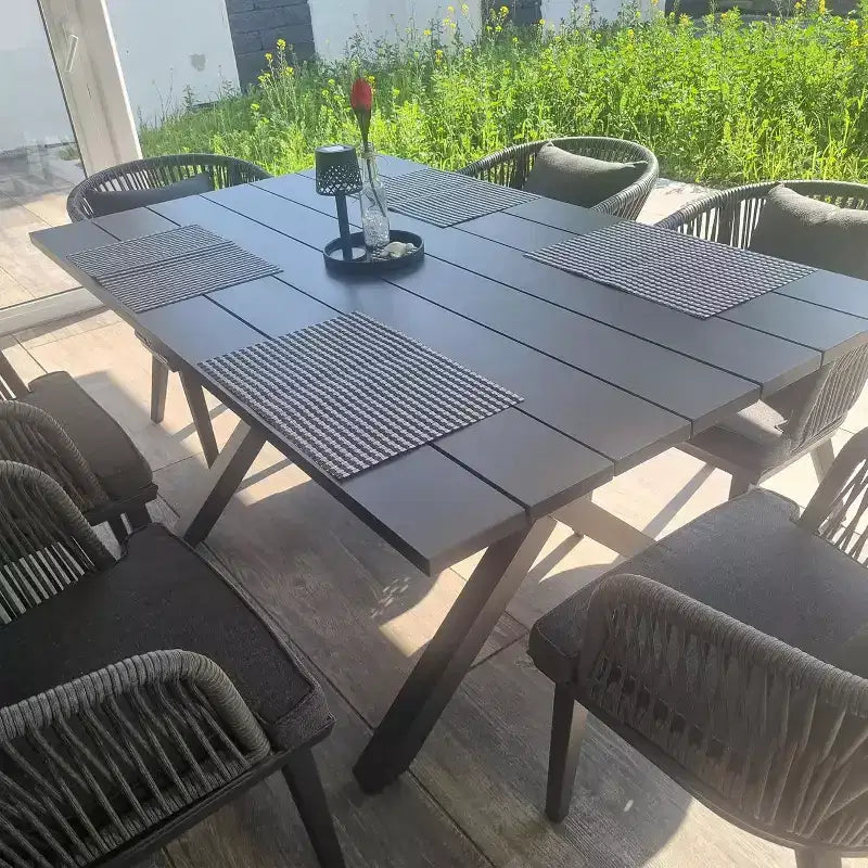 PURPLE LEAF Salon de jardin d'extérieur en aluminium et chaises tressées avec coussins inclus pour décoration de cour et de cuisine
