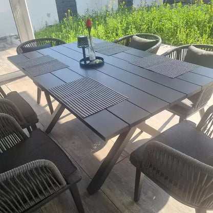 PURPLE LEAF Salon de jardin d'extérieur en aluminium et chaises tressées avec coussins inclus pour décoration de cour et de cuisine
