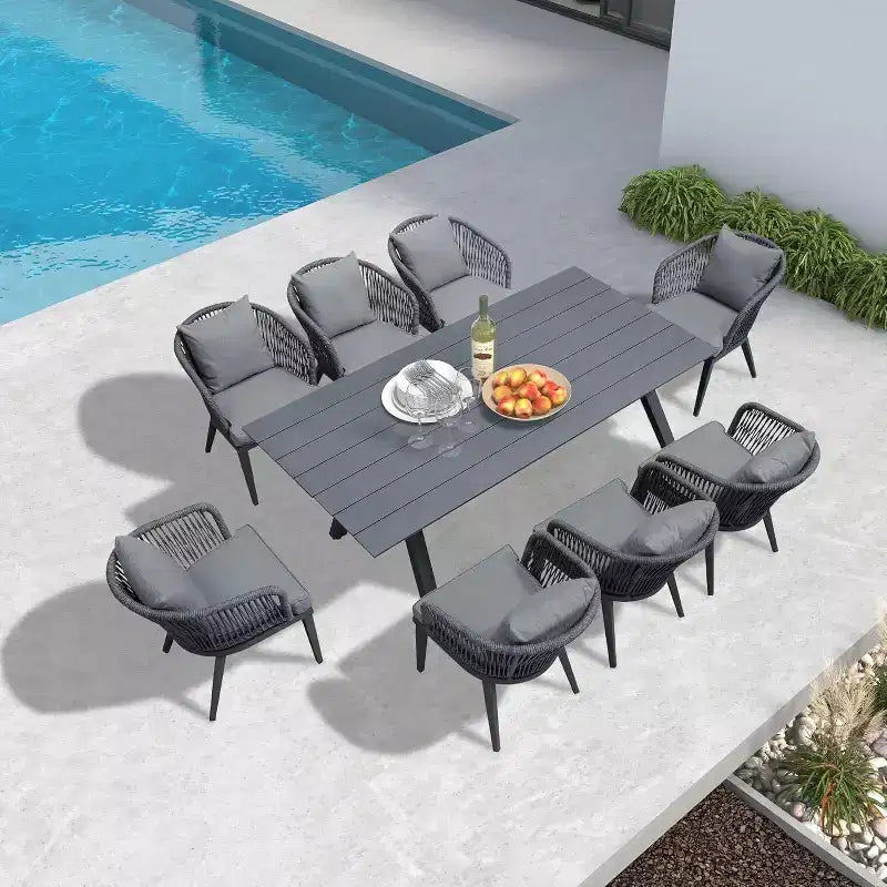 PURPLE LEAF Salon de jardin d'extérieur en aluminium et chaises tressées avec coussins inclus pour décoration de cour et de cuisine