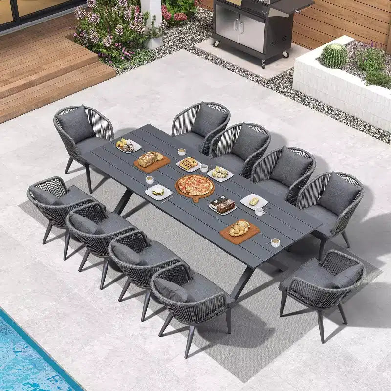 PURPLE LEAF Salon de jardin d'extérieur en aluminium et chaises tressées avec coussins inclus pour décoration de cour et de cuisine