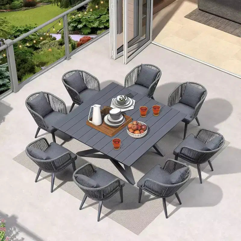 PURPLE LEAF Salon de jardin d'extérieur en aluminium et chaises tressées avec coussins inclus pour décoration de cour et de cuisine