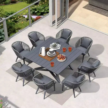 PURPLE LEAF Salon de jardin d'extérieur en aluminium et chaises tressées avec coussins inclus pour décoration de cour et de cuisine