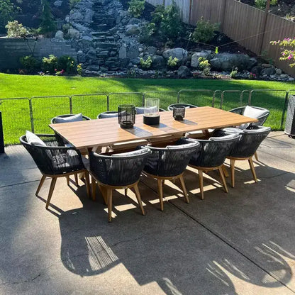 PURPLE LEAF Salon de jardin d'extérieur en aluminium et chaises tressées avec coussins inclus pour décoration de cour et de cuisine