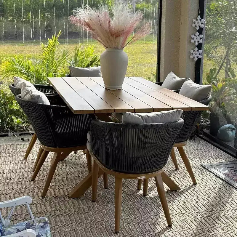 PURPLE LEAF Salon de jardin d'extérieur en aluminium et chaises tressées avec coussins inclus pour décoration de cour et de cuisine