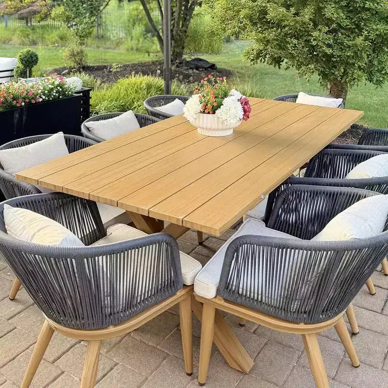PURPLE LEAF Salon de jardin d'extérieur en aluminium et chaises tressées avec coussins inclus pour décoration de cour et de cuisine