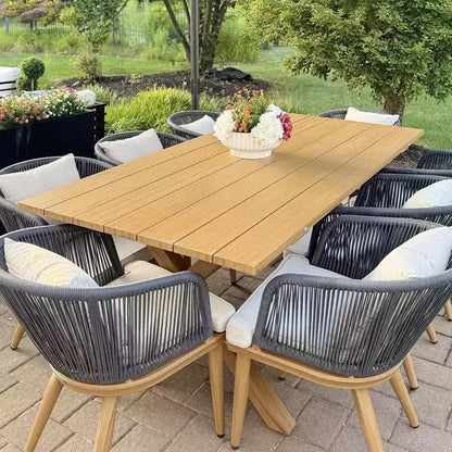 PURPLE LEAF Salon de jardin d'extérieur en aluminium et chaises tressées avec coussins inclus pour décoration de cour et de cuisine