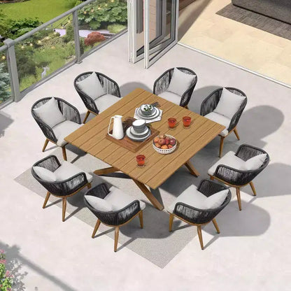 PURPLE LEAF Salon de jardin d'extérieur en aluminium et chaises tressées avec coussins inclus pour décoration de cour et de cuisine