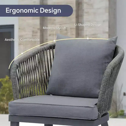 PURPLE LEAF Salon de jardin d'extérieur en aluminium et chaises tressées avec coussins inclus pour décoration de cour et de cuisine