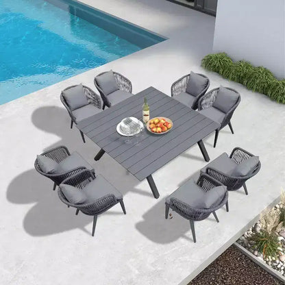 PURPLE LEAF Salon de jardin d'extérieur en aluminium et chaises tressées avec coussins inclus pour décoration de cour et de cuisine
