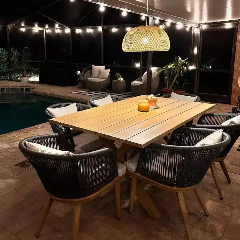 PURPLE LEAF Salon de jardin d'extérieur en aluminium et chaises tressées avec coussins inclus pour décoration de cour et de cuisine