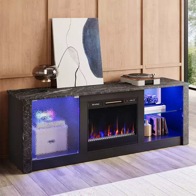 Mobile TV da 63" con caminetto LED e riscaldamento a telecomando