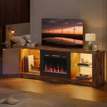 Mobile TV da 63" con caminetto LED e riscaldamento a telecomando