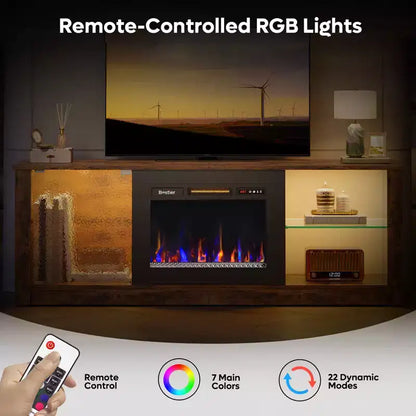 Mobile TV da 63" con caminetto LED e riscaldamento a telecomando