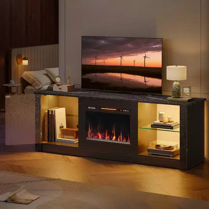 Mobile TV da 63" con caminetto LED e riscaldamento a telecomando