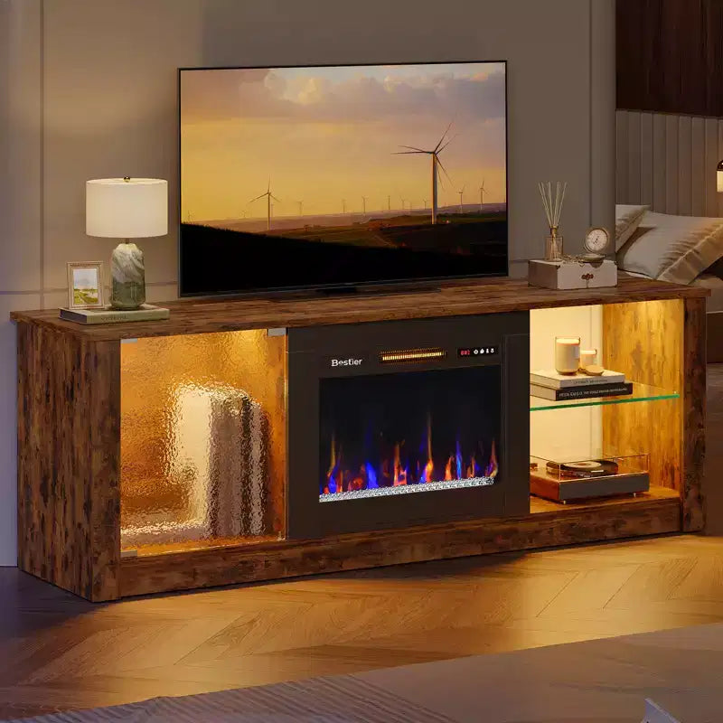 Mobile TV da 63" con caminetto LED e riscaldamento a telecomando