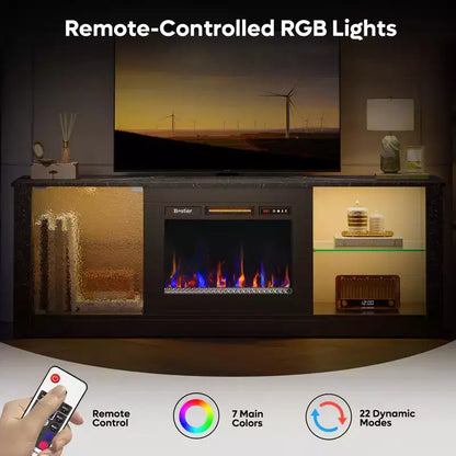 Mobile TV da 63" con caminetto LED e riscaldamento a telecomando