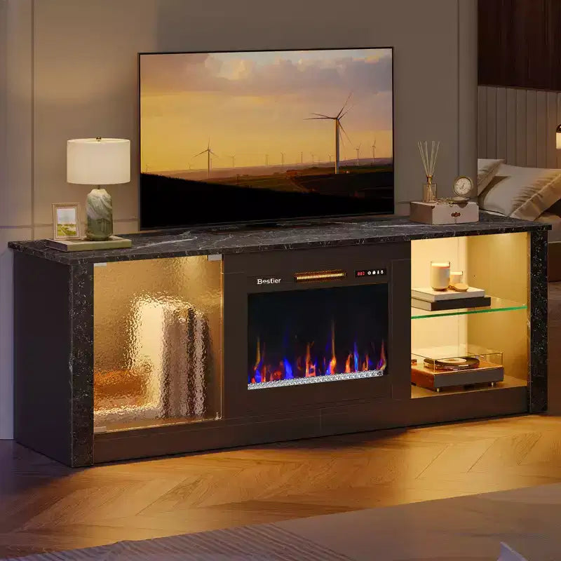 Mobile TV da 63" con caminetto LED e riscaldamento a telecomando