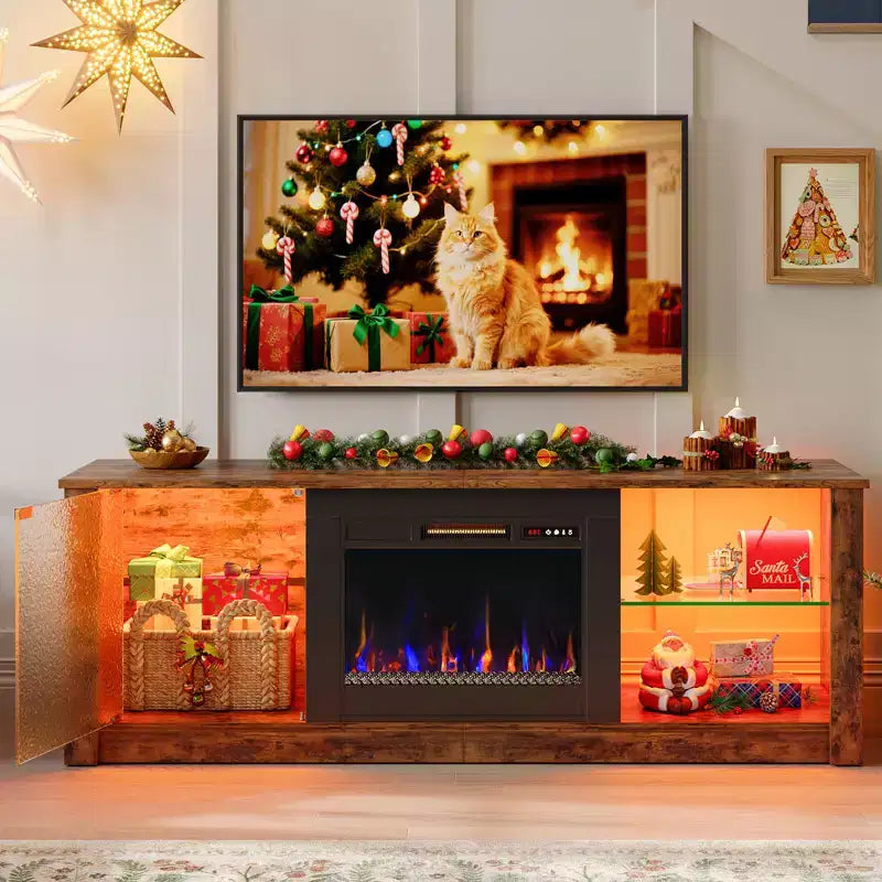 Mobile TV da 63" con caminetto LED e riscaldamento a telecomando