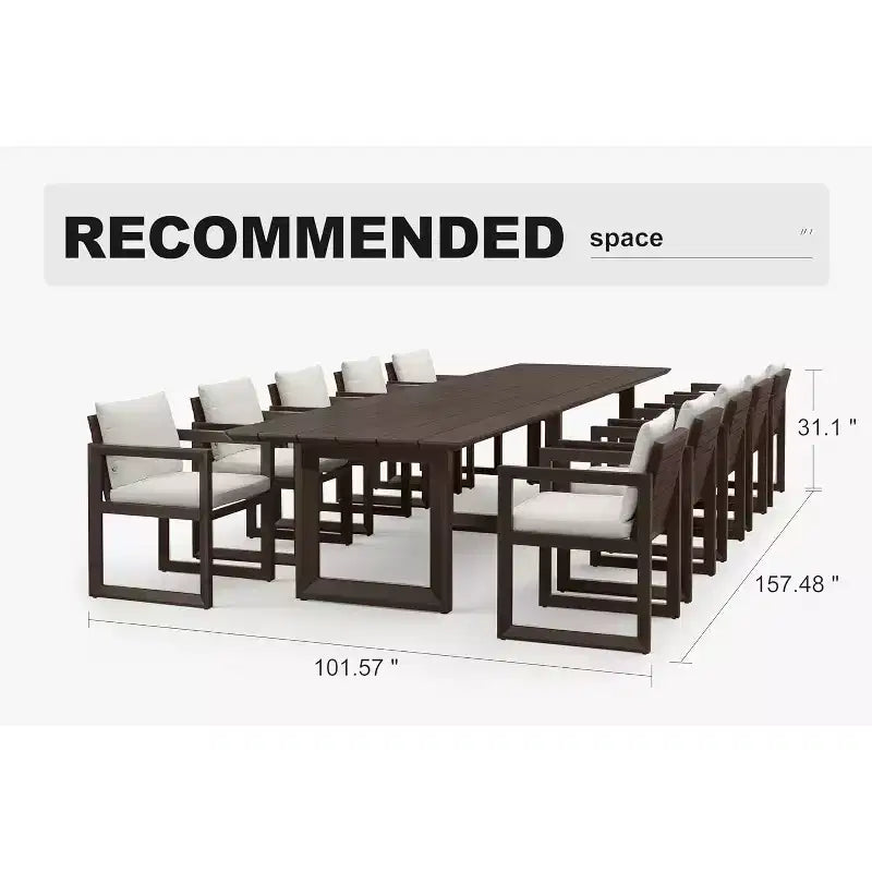 Ensemble de salle à manger d'extérieur PURPLE LEAF, ensemble de table et chaises de patio de luxe en aluminium avec coussin épais amovible