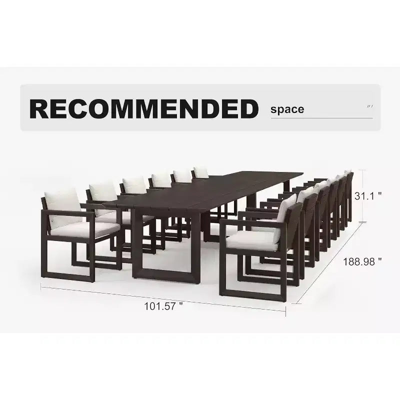 Ensemble de salle à manger d'extérieur PURPLE LEAF, ensemble de table et chaises de patio de luxe en aluminium avec coussin épais amovible