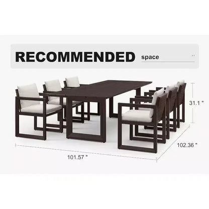 Ensemble de salle à manger d'extérieur PURPLE LEAF, ensemble de table et chaises de patio de luxe en aluminium avec coussin épais amovible