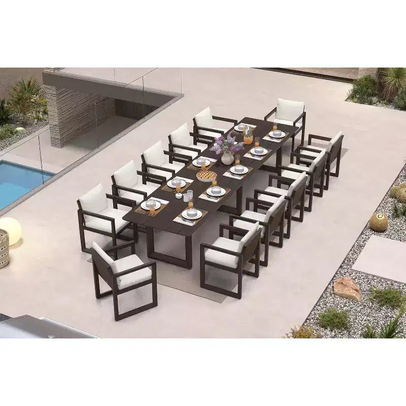 Ensemble de salle à manger d'extérieur PURPLE LEAF, ensemble de table et chaises de patio de luxe en aluminium avec coussin épais amovible