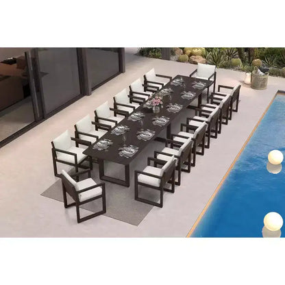Ensemble de salle à manger d'extérieur PURPLE LEAF, ensemble de table et chaises de patio de luxe en aluminium avec coussin épais amovible