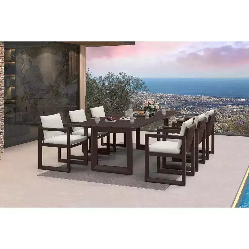 Ensemble de salle à manger d'extérieur PURPLE LEAF, ensemble de table et chaises de patio de luxe en aluminium avec coussin épais amovible