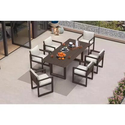 Ensemble de salle à manger d'extérieur PURPLE LEAF, ensemble de table et chaises de patio de luxe en aluminium avec coussin épais amovible