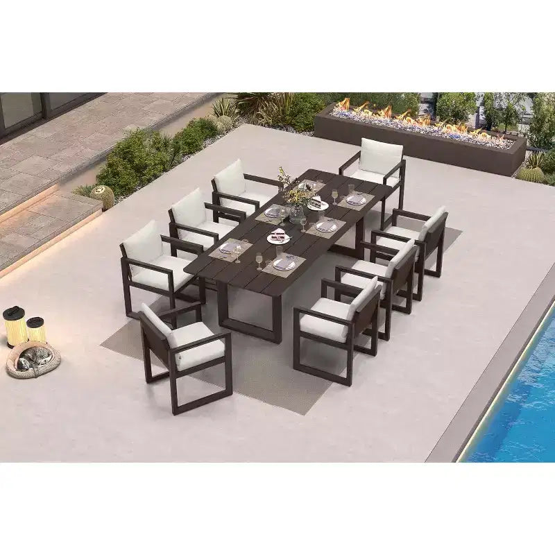 Ensemble de salle à manger d'extérieur PURPLE LEAF, ensemble de table et chaises de patio de luxe en aluminium avec coussin épais amovible