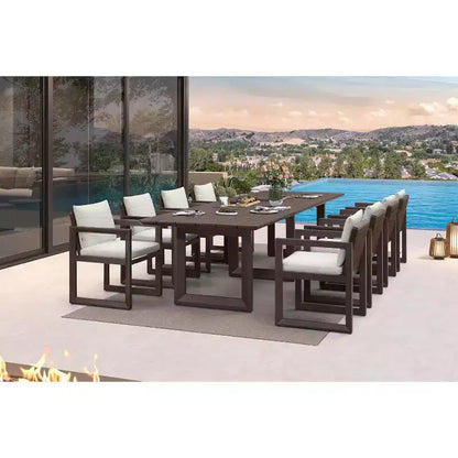 Ensemble de salle à manger d'extérieur PURPLE LEAF, ensemble de table et chaises de patio de luxe en aluminium avec coussin épais amovible